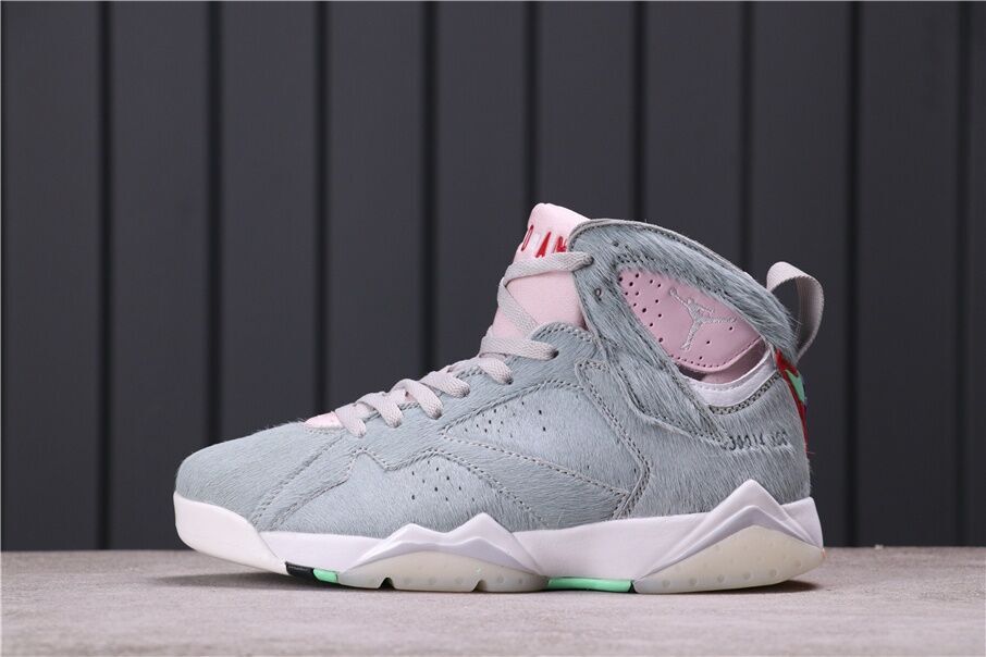 2020 Air Jordan 7 Retro Rabbit Wool Grey Pink Shoes